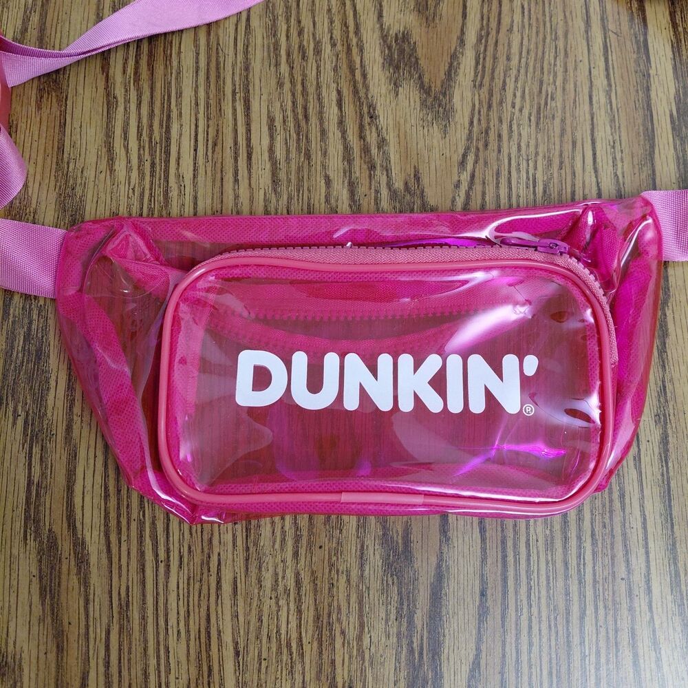 Dunkin' Donuts Fanny Pack Crossbody, Pink Clear